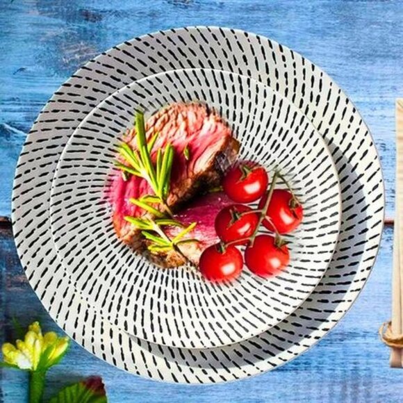 Modern Boho Ceramic Plate Set – 4pcs, Handcrafted Look, 2 Large + 2 Medium - Picture 6 of 10